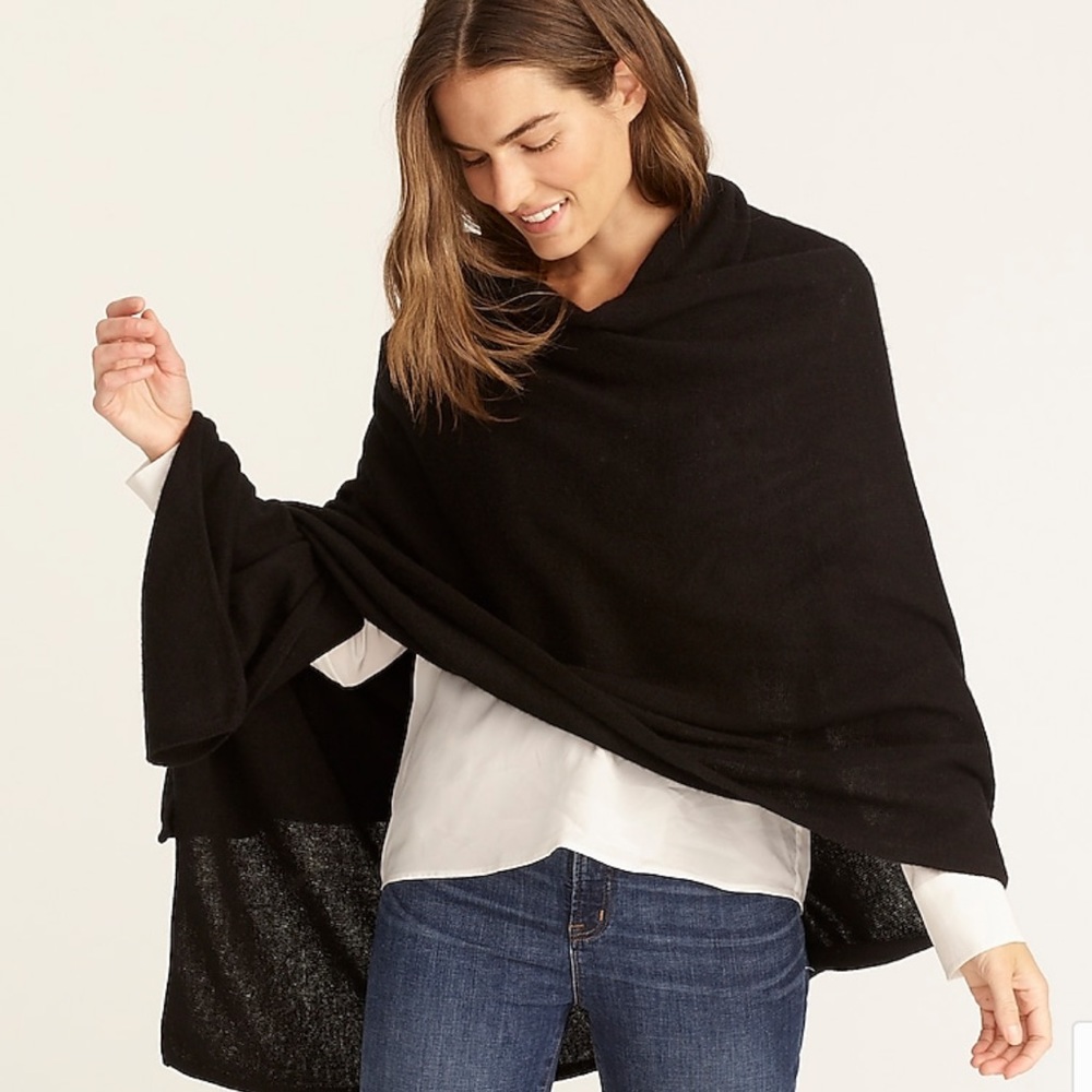 J. Crew Oversized Cashmere Wrap Black